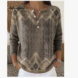 Explosion Top-Print T-Shirt Bottom Knitted Long-Sleeved Long-Sleeved