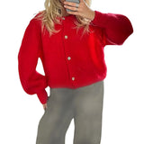 Solid Buttoned Cardigan-Outfit