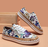Mujer 2022 Lace Up Print Flats Women Non Slip Fashion Casual Shoes Women Plus Size platform Shoes Zapatos