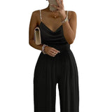 New Pearl Slings Wide Legs Sleeveless V-Neck-Clenable