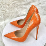 Women Pumps Shoes Snake's Pattern Pointed Toe Sexy High Heels 12 cm Designer Shoes plus size 33-45 YG020