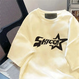 New Summer American Letter Printed Tops Tees Women Y2K Street Hip-Hop Harajuku Trend T-Shirts Couples Casual Loose