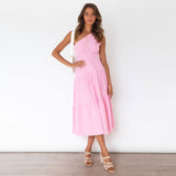 Red Boho Asymmetrical Solid Color Sexy One Shoulder Straped Bodycon Midi Dress Women Casual Summer Party Slip Dresses