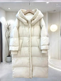 Down Jacket Women Hooded Coat 2023 Winter New Loose Girls' Jacket Thick Windbreak 90 white duck Down