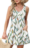 Summer Beach Loose V-Neck Sleeveless Pocket Dress