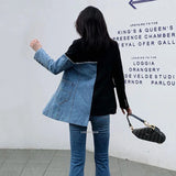 New Autumn Women Personality Suit Irregular Stitching Denim Jacket Spring Fashion Female Slim Small Suit Blazer OL