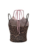 Women's Lace Patchwork Camisole Crop Top Vintage Y2k Summer Fashion Streetwear Tank Top Female Sexy Sleeveless Off Shoulder