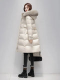 2023 Winter Down Jacket Women Natural Real Fox Fur Collar Hood Extended Thicken Long Feather Coat Water Proof
