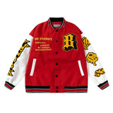 Letter Embroidered Jackets Coats Women's High Quality Woolen Fabric Leather Sleeve Baseball Uniform Couple Loose