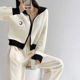 Y2K Knitted Cardigan Women Patchwork Cropped Sweater Coat Vintage Embroidery Knitwear Jackets Korean Jumper Outerwear
