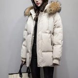 Female Lady Winter Outwear 2023 Winter Women Fur Collar Zipper Jacket Parkas Fashion Hooded Thicken Warm Padded