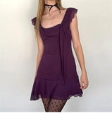 Chiffon Tie-Up Strap Mini Dress- Outfit