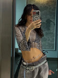 Hottie Blouse Female Feeling Hollow Short Umbilked Pure Style T-Shirt Horn