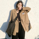 Autumn Design Temperament Suit Jacket Women Loose Black Blazer Khaki Tailored Coat Korean Office Lady Overwear