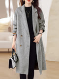Fall and Winter Elegant Double-breasted Warm Wool Coat Female Korean Version of the Fashion Loose Coat Simple Long