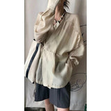 Vintage Blouses Women Harajuku Japanese Kimono Bandage Shirts Long Sleeve Sun-Proof Oversized Asymmetrical Casual Tops