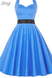Dress Women 2023 Summer Sexy Polka Dot Print Halter Party Dresses Vestidos Robe Pin Up Rockabilly Y2K