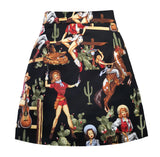 Harajuku A Line Skirt Beach Women Summer Runway Floral Printed Western Girl Y2K Punk Ladies 50s Party Mini