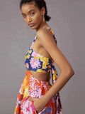 Multicolor Print Spaghetti Strap Beach Holiday High Waist A-line Dress Casual Women's 2022 Summer Split Maxi Dresses