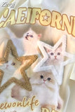 Cat Kawaii Print Oversize Tshirts American Retro Summer O-Neck Tees Short Sleeve Women Y2k Sweet Harajuku