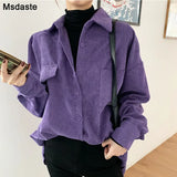 Shirts Blouses Fashion Vintage Oversized Womens Tops and Blouse Turn-down Collar Casual Plus Size Loose Woman Purple