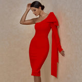 Sleeve Bandage Dress 2022 New Womens Yellow Bandage Dress Elegant Sexy Bowknot Evening Club Party Dress High Quality