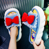 New Fashion Linen Platform Slippers Women Cute Squirrel Home Soft Bottom Slippers Couple Comfortable Slippers Free
