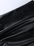 Spring Luxury Elegant Black Soft Stretchy Pu Leather Ruched Bandage Pencil Skirt Women High Waist Office Wear Women