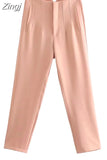 Women's Pants Beige Pencil High Waist Pants For Women Office Casual Elegant Woman Trousers Fashion Streetwear Summer