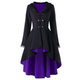Lace Patchwork Bandage Trench Gothic Vintage Mid-long Coat Women Black Belt Cloak Windbreaker Female Abrigos