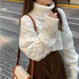 Women's Turtleneck 2022 Casual Solid Cropped Sweater Korean Fashion Spring/Autumn Thin Lady Sweaters Knitted Pullover