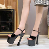 Summer Walking Show Artifact Model High-heeled Shoes Sandals Pole Dancing 17CM Sexy Black Platform Hate Sky High-heeled