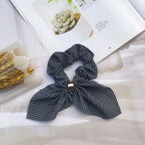 Vintage Striped Bow plaid Scrunchie For Girls Ponytail Holder Elastic Hair Bands ties Rubber Headwear Hair