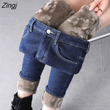 Winter Warm Skinny Jeans for Women Female High Waist Velvet Denim Pants Streetwear Stretch Trousers