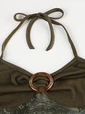 Halter Ruched Backless Cami Top-Outfit