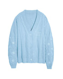 Same Taylor Orange Cardigan Embroidered Stars Loose Languid Temperament