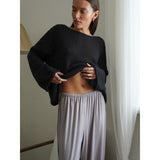 Spring Summer Hollow Sweater Women In Wind Loose Knitted Long-Sleeved Cover Ice Cream