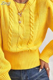 Women Sweater Elegant Lantern Sleeve Knitted Pullover Soft Warm Solid Female Casual