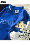 letter towel embroidered jackets coats women street hip-hop trend baseball uniform couple casual loose all-match