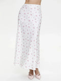 Satin Floral Midi Skirt- Outfit