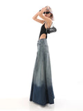 2023 Split Out Denim Skirt Jeans Women Casual Long Skirt High Waisted Jean Streetwear New Midi Skirt