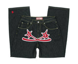 Letter Print Baggy Y2k Men Jeans High Street Vintage Hip Hop High Waisted Casual Straight Wide Leg Jeans Women