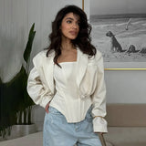 Temperament Famous Style Short Coat Plus Thoracic Fish Bone Vest Top Two Sets Of