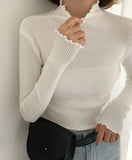 Spring Winter Fashion Slim Sweater Women Turtleneck Ruched Women Sweater High Elastic Solid Sexy Knitted Pullovers