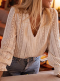 Women's New V-Neck Solid Long-Sleeved Shirt