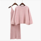 Sweater Set Women's Fashion Two-piece Skirt 2021 Spring And Autumn Solid Color Student