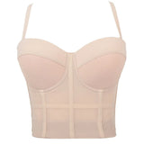 Solid mesh corset crop top women summer halter y2k top Party bustier tank top Push Up bra clubwear Cropped tube womens