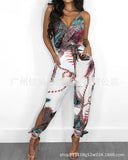 new women's feather print sleeveless jumpsuit ladies pants rompers womens