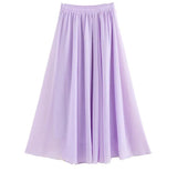 Women Chiffon Long Skirts 2020 Summer New Solid All-Match Beach Skirt Autumn Elegant Maxi Skirts Plus Size Black Blue Pink