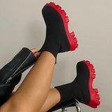 2022 spring New Couple Socks Shoes Women Thick-soled Casual Large Size Net Red Knitted Short Boots Women platform